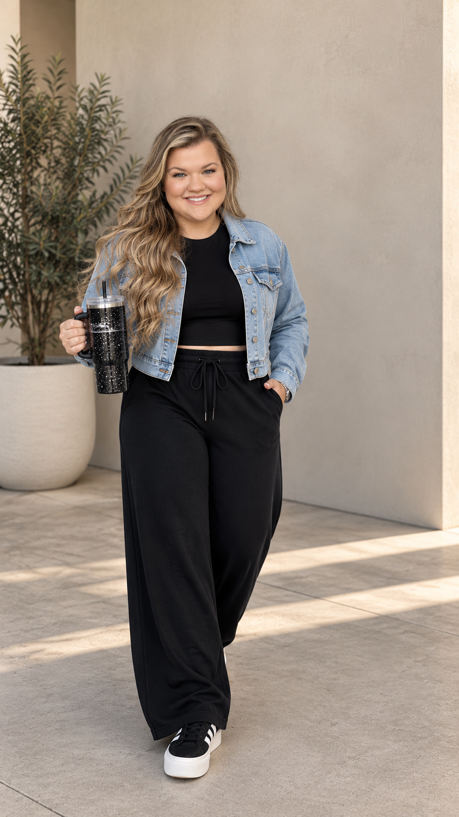 Kendyll smiling confidently outside with her tumbler